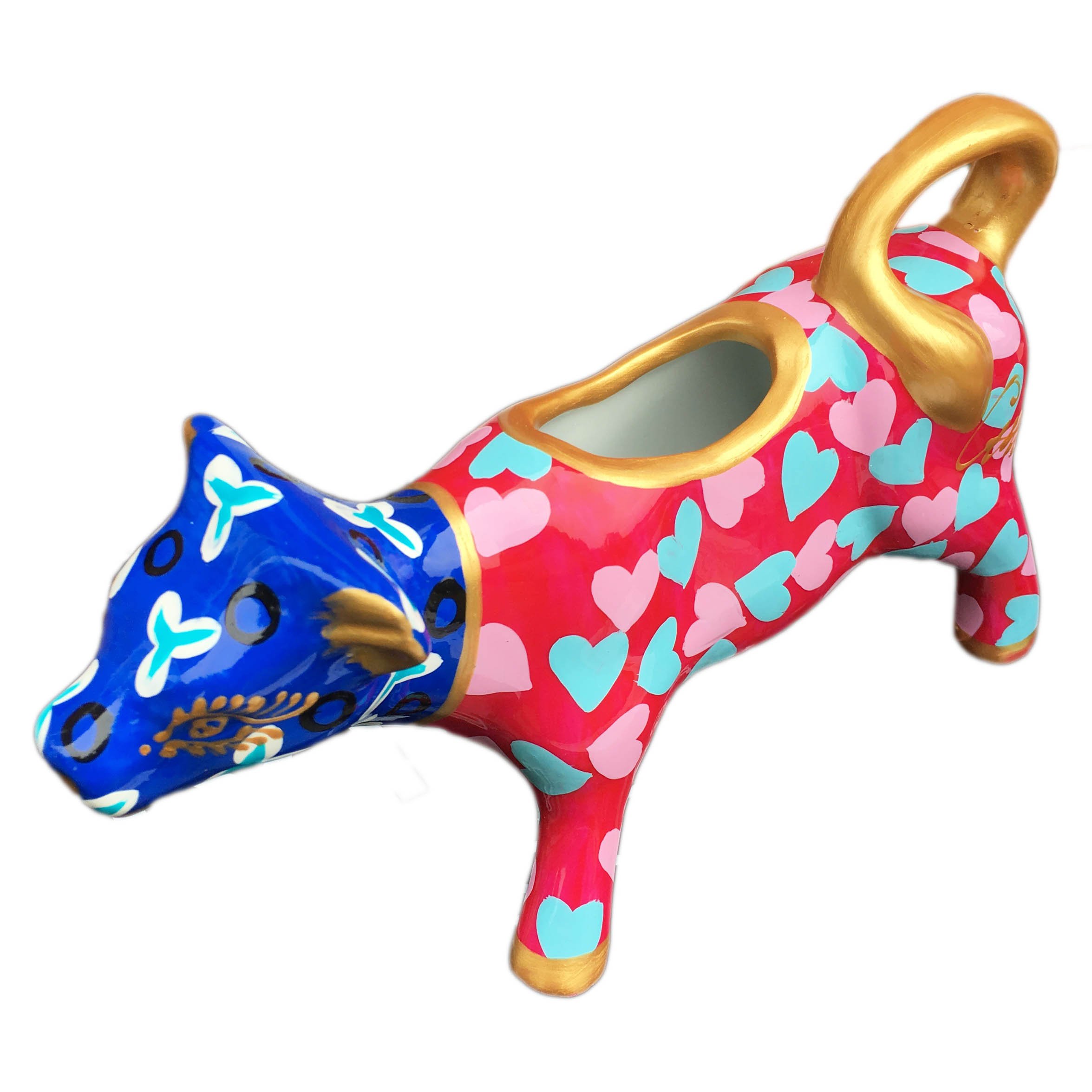 Caroline for CHH Design for The Kitchen at Easter –Decorative Hand-Painted Cow Milk jug Design 'Elysium Hearts' – Wrapped Gifts for Birthday, Easter, Anniversary and New Home, Multi Colour (PCR-ELYS)