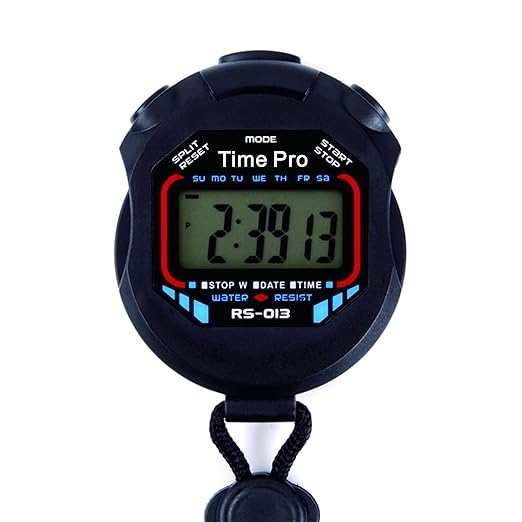 ProCoach Sports Stopwatch Timer RS013 Water Resistant, Large Display â€¢ with Date, Time and
