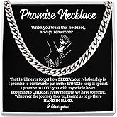 GLAVICY To My Boyfriend Necklace From Girlfriend, Promise Necklace For Boyfriend, Cuban Link Chain Jewelry with Message Card and Box, Gifts For Birthday Valentines Christmas
