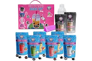 BUDDHA BUBBLES BOBA The Original Ultimate D.I.Y. Boba / Bubble Tea Kit Gift Box 6 Flavors, Boba Pearls, Straws and Shaker (FRUITY)