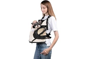 H HIDREAM Dog Carriers for Small Dogs,Dog Backpack with 2 Pocket for Travel,Comfortable Dog Front Carrier Suitable for Dogs 8-18 pounds Machine Washable (Beige)