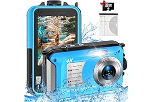 4K Waterproof Camera with 32GB Card 11FT Floatable Digital Camera Waterproof Digital Camera 56MP Autofocus 16X Compact Underw