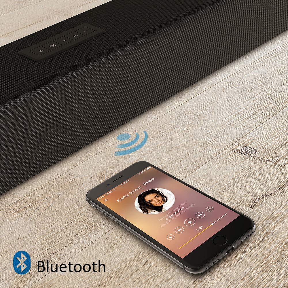 Sound Bar, MEGACRA Soundbar 2018 Version 80 Watt 38-Inch 6 Drivers Wired and Wireless Home Theater Surround Sound Speaker for TV (Optical, Coaxial, Remote Control, DSP, Bass & Treble Adjustable)