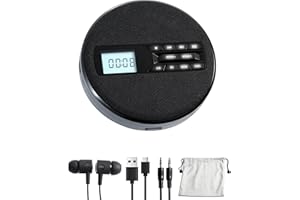 SFOOEOJ CD Player Portable with Speakers - Rechargeable Personal CD Player for Car and Home, Small Fabric Music Player with Backlit Display, Anti-Skip, AUX/USB Port - Ideal for Audiobooks & Gifts