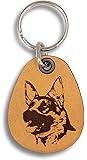 ForLeatherMore - German Shepherd - Genuine Leather Keychain - Pet Key Fobs