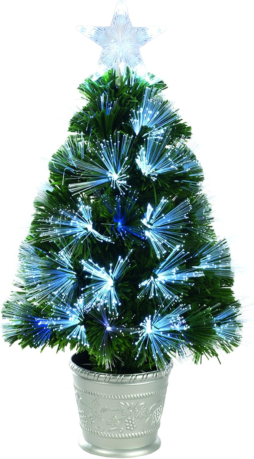 Festive 60cm Fibre Optic Tree with White And multicolour LED Lights
