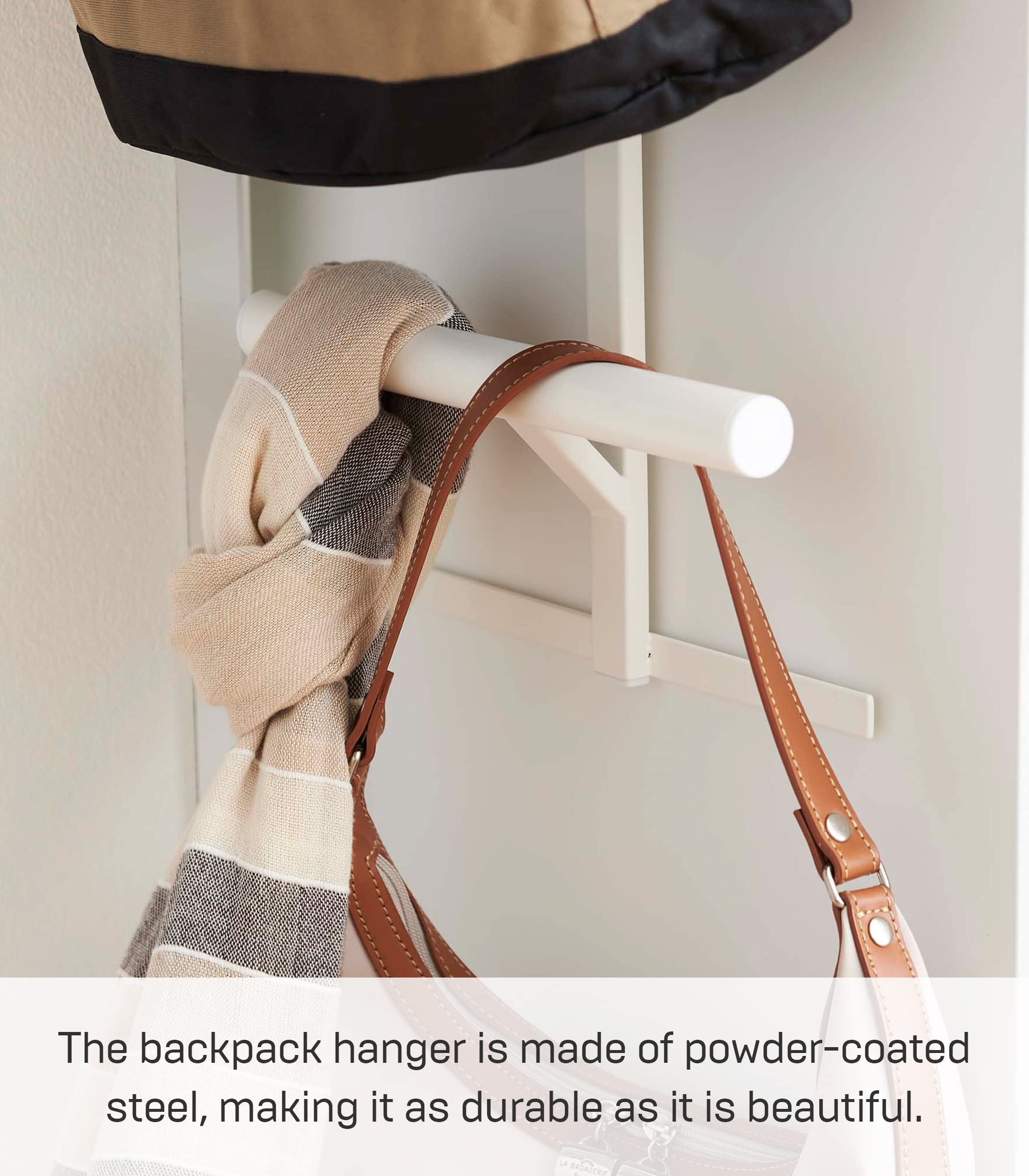 Yamazaki Home Tower Backpack Over The Door Hanger for Closet Or Bedroom, Two-Tiered Bookbag Metal Storage Rack, Easy Installation - Steel