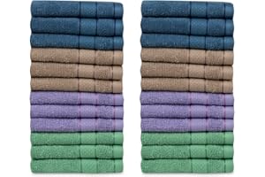 Casa Lino 24 Pack Wash Cloths Set, (12" X12) 100% Cotton wash Cloths, wash Cloths for Your face and Body, Highly Absorbent & fingertip Soft wash Cloths for Your face and Body, Multicolor-2