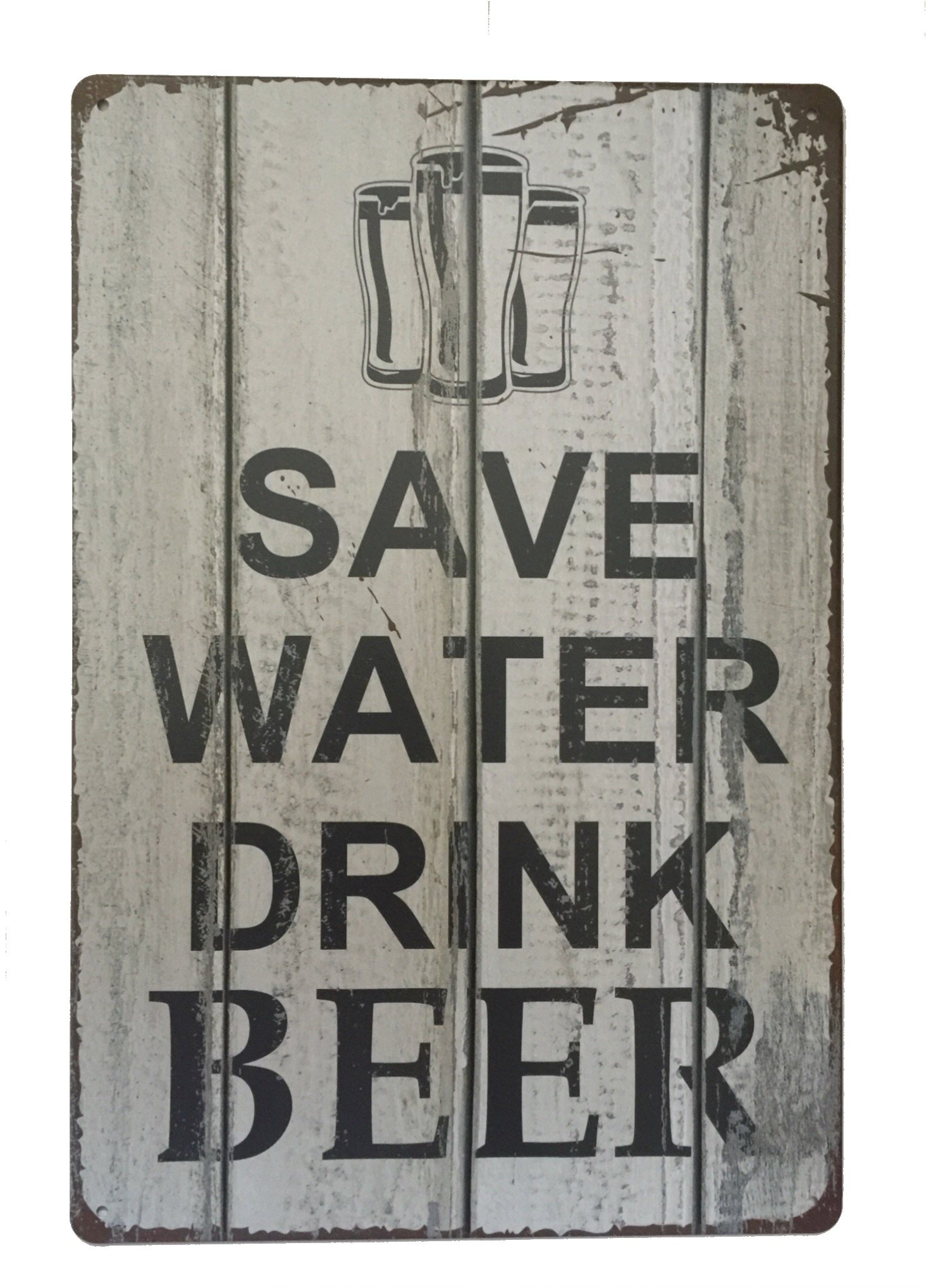 Tin Sign Save Water Drink Beer Metal Novelty Retro Vintage Wall Plaque 20x30cm Decorative Sign - Ideal for Pub Bar Office Home Bedroom Dining Room Kitchen - Cool Classic Gift Shabby Chic Present