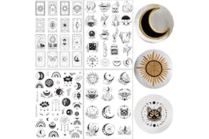 INCOK 85 Pcs Water Soluble Embroidery Papers, Moon and Sun Theme Stick and Stitch Embroidery Papers Wash Away Wash Away Pre-Printed Sun Pattern Transfers, Customized Gift for Hand Sewing Lover Beginners
