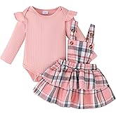 Newborn Infant Baby Girl Dress Clothes Winter Outfits Top Romper Overalls Dresses Suspender Skirt Set for Girls
