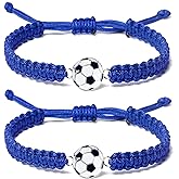 Lavoio Soccer Bracelet - Adjustable Woven Jewelry with Alloy Soccer Charm, Perfect Sports Accessories and Friendship Gifts for Team Players