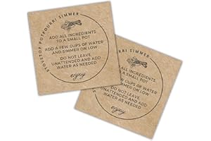 LASHICORN Stovetop Potpourri Instruction Label | 30 Pack 2.5”x2.5” Square Card Kraft Paper Simple Christmas Holiday Design Hang Tag for Package Stove Top Simmer Home Scent Use with Glass Saucepan Steamer Pot