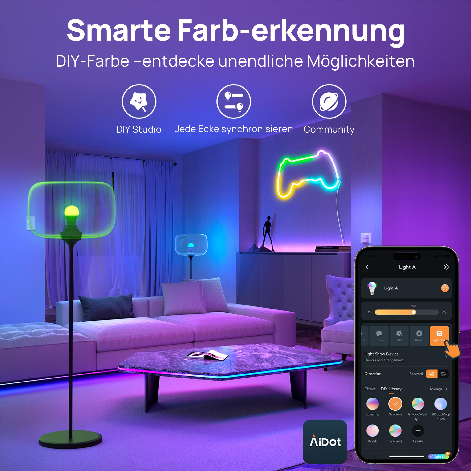 Linkind Matter E27 Smart LED Lampe 1600lm 14W, RGBTW & Weiß (1800-6500K), ersetzt 100W, 104 Szenen, 2,4GHz, kompatibel mit HomeKit/Alexa/Google/Siri/SmartThings, A67, 2er-Pack 9