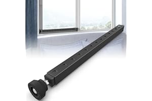 WooFog Adjustable Window Security Bars Vertical, Heavy Duty Sliding Patio Glass Door Lock Bar with Rubber Feet, 17-33 inch Window Safety Stopper for Up and Down Windows -Black 1 PCS Patented