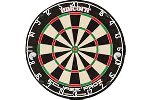 Unicorn Eclipse Pro 2 Bristle Steel Tip Dartboard with American Legend Dartboard Cabinets – Ultra-Slim Bullseye – High-Vis Rotatable Number Ring – 30% Thinner Wire