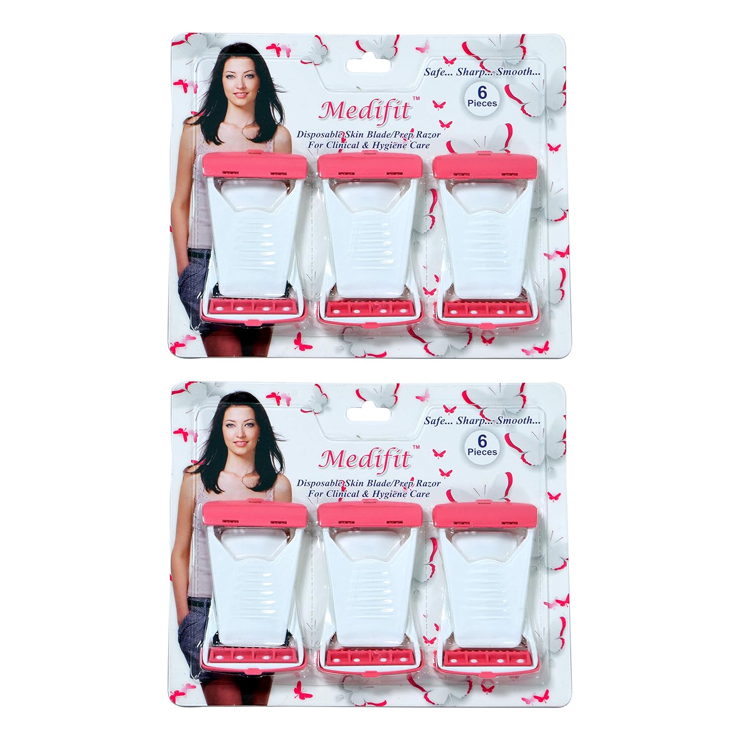 Medifit Pink And White Disposable Razor For Women For Smooth