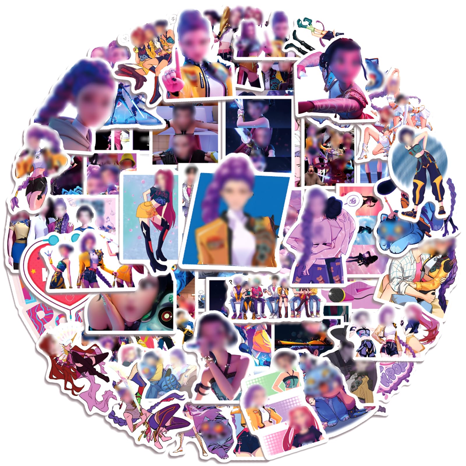 55Pcs Kpop Stickers, Anime Stickers for Boys Girls, Stickers for Kids Party Bags Filler, Waterproof Vinyl Stickers for Laptop, Skateboard, Scrapbooking, Bedrooms — image 1