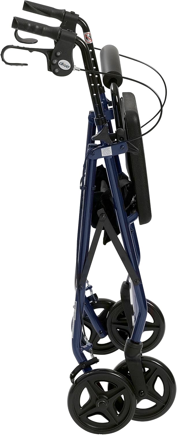 Drive Medical Rollator Walker with Fold Up and Removable Back Support and Padded Seat, Blue: Health & Personal Care