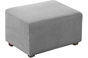 Flamingo P Oversized Ottoman Slipcover Sofa Spandex Jacquard Stretch Storage Ottoman Slipcover Protector Covers (X-Large, Dove)