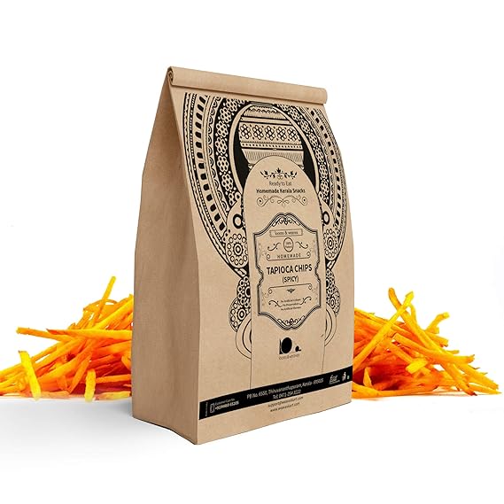 looms & weaves 250g Home Made Spicy Tapioca Chips/Kerala Snacks