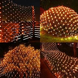 198 LED Orange Net Lights Outdoor Mesh Lights 9.8ft