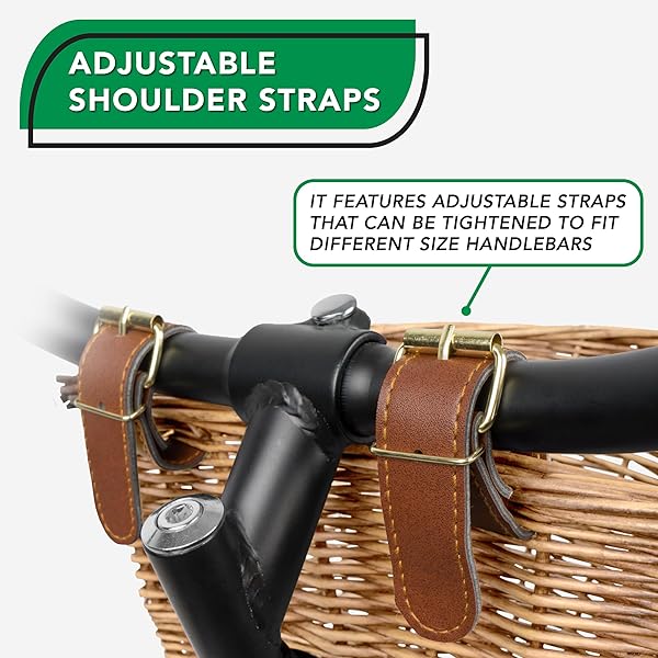 PROSOURCE WICKER BIKE BASKET FRONT CARGO FOR WOMEN AND MEN, FITS MOST BICYCLES, BEACH CRUISERS, STATIONARY EQUIPMENT, AND EBIKES, LIGHT BROWN