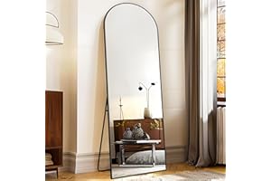 PexFix Arched Full Length Mirror 57"x20", Free Standing Wall Mirror Leaning or Hanging Mounted, Thin Aluminum Alloy Frame, Full Body Mirror for Living Room,Bedroom and Cloakroom,Dressing Room