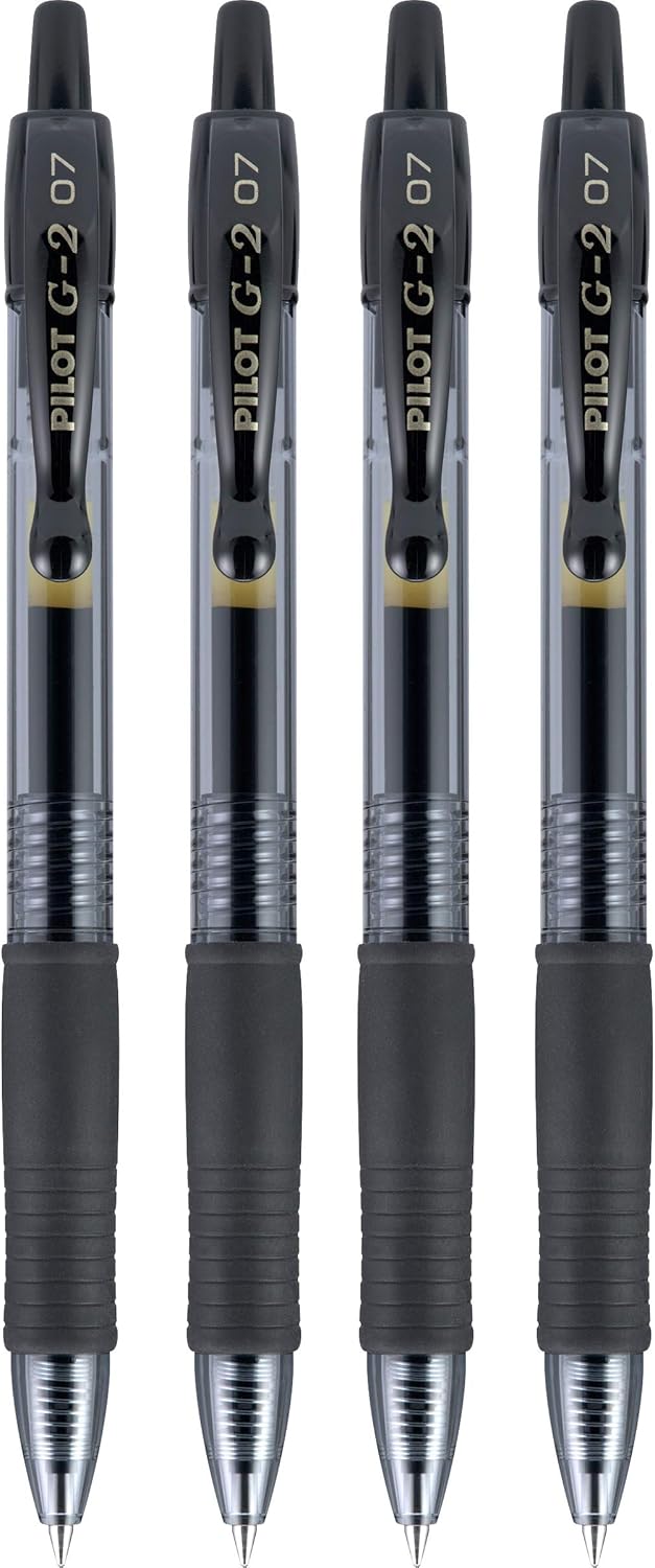 PILOT G2 Premium Refillable & Retractable Rolling Ball Gel Pens, Fine Point, Black Ink, 4-Pack (31057): Office Products