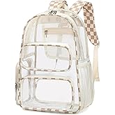BTOOP Clear Backpack Heavy Duty Transparent Backpack 17" See Through Bookbag for College Work Festival Security with Padded Strap Large Capacity