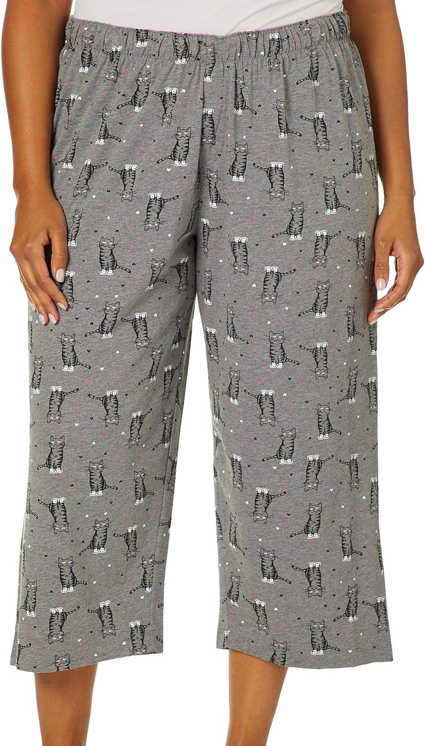 HUE Women's Printed Knit Capri Pajama Sleep Pant at  Women’s Clothing store