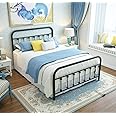 NACHTIMOOR Full Platform Metal Bed Frame with Headboard and Footboard,Vintage Victorian Style Mattress Foundation, No Box Spring Required, Under Bed Storage (Full, Black)