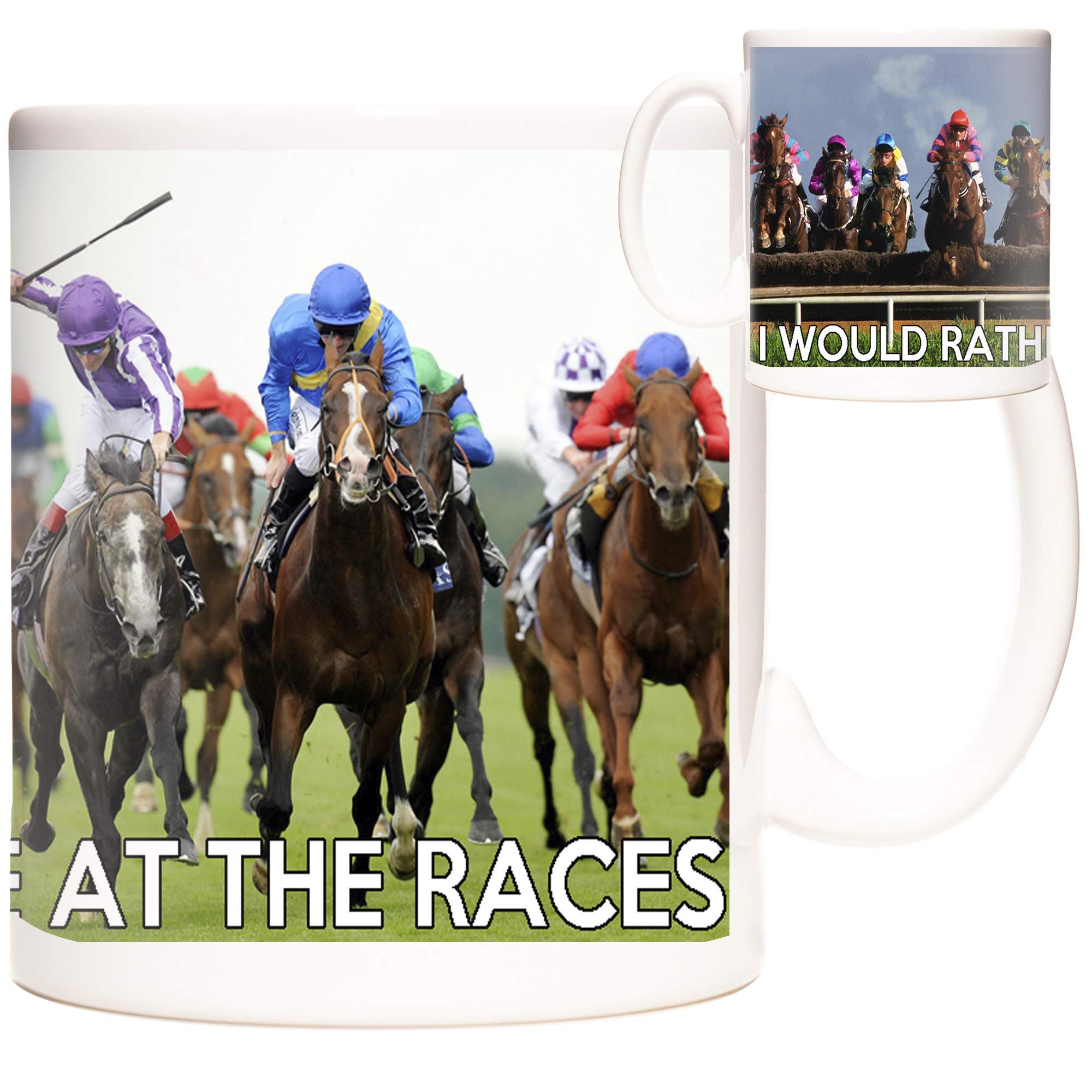 KAZMUGZ Horse Racing Mug. I Would Rather be at The Races. 11oz Ceramic Mug. Horse Racing Gift