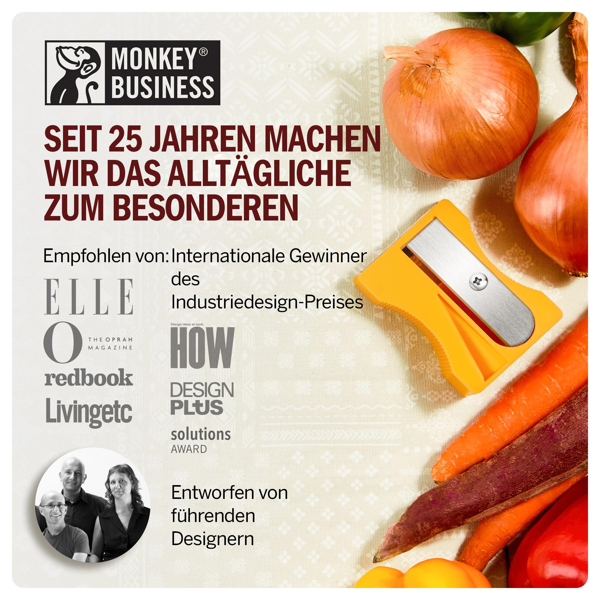 Karoto Karottenschärfer | Gemüseschäler | Gemüseschäler & Gurkenschäler | Fun Kitchen Gadgets | aus einer Reihe von einzigartigen Schälern für die Küche | Fun Kitchen Stuff | by Monkey Business (gelb) 7