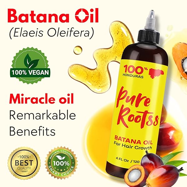 BATANA OIL FOR HAIR GROWTH 4OZ, 100% HONDURAS CENTRAL AMERICA, MOISTURIZER DRY SCALP, PREVENT HAIR LOSS, NATURAL THICKNESS, INSTANTLY SMOOTH, SOFT & SHINE, SILICONE FREE SULFATE FREE
