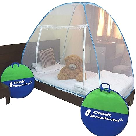 Classic Mosquito Net, Single Bed, Polyester Foldable - Blue