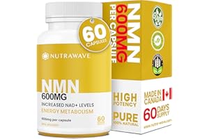 Nutrawave High Potency NMN Supplement Canada – 600mg NMN | Pure NAD+ Booster for Energy, Longevity, Brain & Metabolism | NAD 
