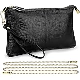 Uromee Wristlet Wallet Clutch Purses for Women Genuine Leather Crossbody Bag Handbag with Detachable Shoulder Chain