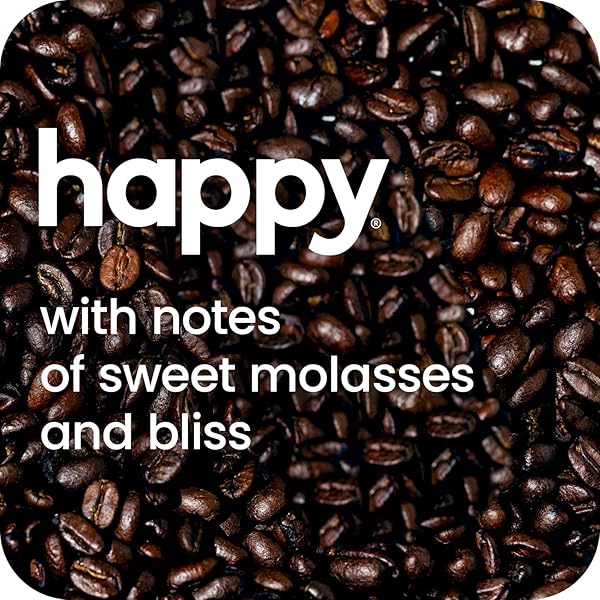 HAPPY INSTANT COFFEE, DARK ROAST WITH NOTES OF SWEET MOLASSES AND BLISS, 8 PACKETS, SINGLE SERVE, USE FOR HOT OR ICED COFFEE, SUSTAINABLY SOURCED