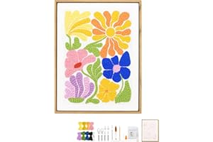 Acelist 16 Inch Punch Needle Kit with Frame, Easy Punch Embroidery Kits for Beginners, Adults & Kids Craft Kits, Picture Frame as Home Wall Décor, Pattern Fabric,Threader, Yarns, Hoops & Rug Punch