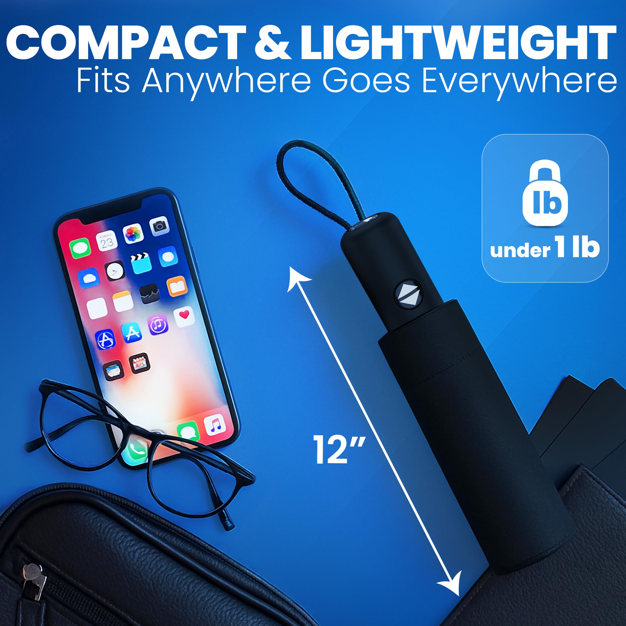 Rain-Mate Windproof Compact Umbrellas for Rain - Strong Reinforced Fiberglass Rib Design & Auto Open & Close - Portable Folding Travel Umbrella - Lightweight & Packable for Women & Men, Easy Collapse