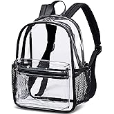 BTOOP Clear Mini Backpack for Stadium Events 12x12x6 Small Transparent Backpacks Plastic See Through Clear Bag for Concerts Work Festival Security Travel