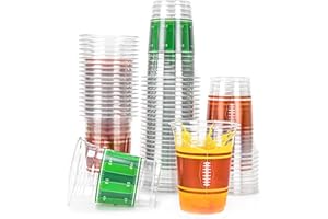 AcpopbM Football Cups, 16 oz Football Disposable Cups Football Plastic Cups Tailgate Events Drinkware Decorations for Football Party Supplies, 60 Pack