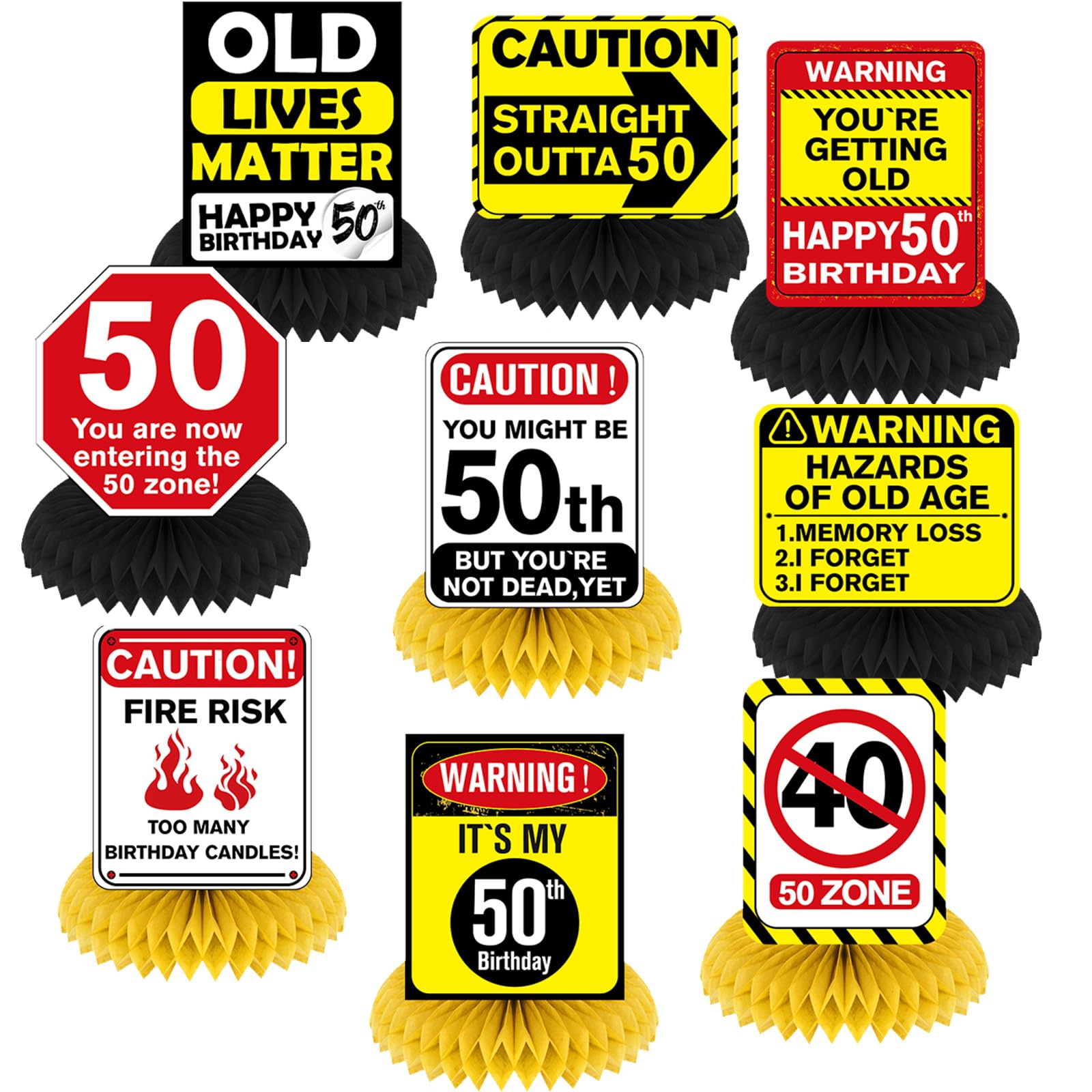 9Pcs 50th Birthday Honeycomb Centerpieces Funny 50th Birthday