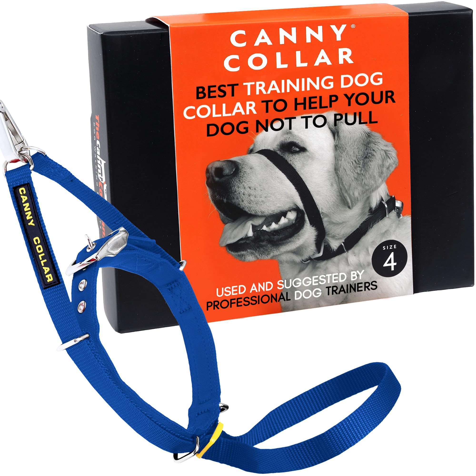 Canny Collar No-Pull Dog Headcollar | Train Your Dog To Stop Pulling & Walk On a Regular Collar & Loose Lead | Kind, Safe, Comfortable Training Aid | Blue – Size 4