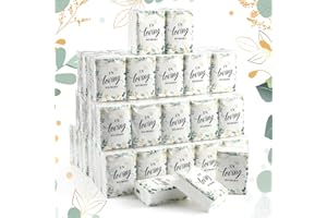 Eaasty 100 Packs Funeral Facial Tissues in Loving Memory Travel Size Pocket Tissues Funeral Favors Mini Small Individual Travel Packs Soft Paper Facial for Celebration of Life(Eucalyptus)