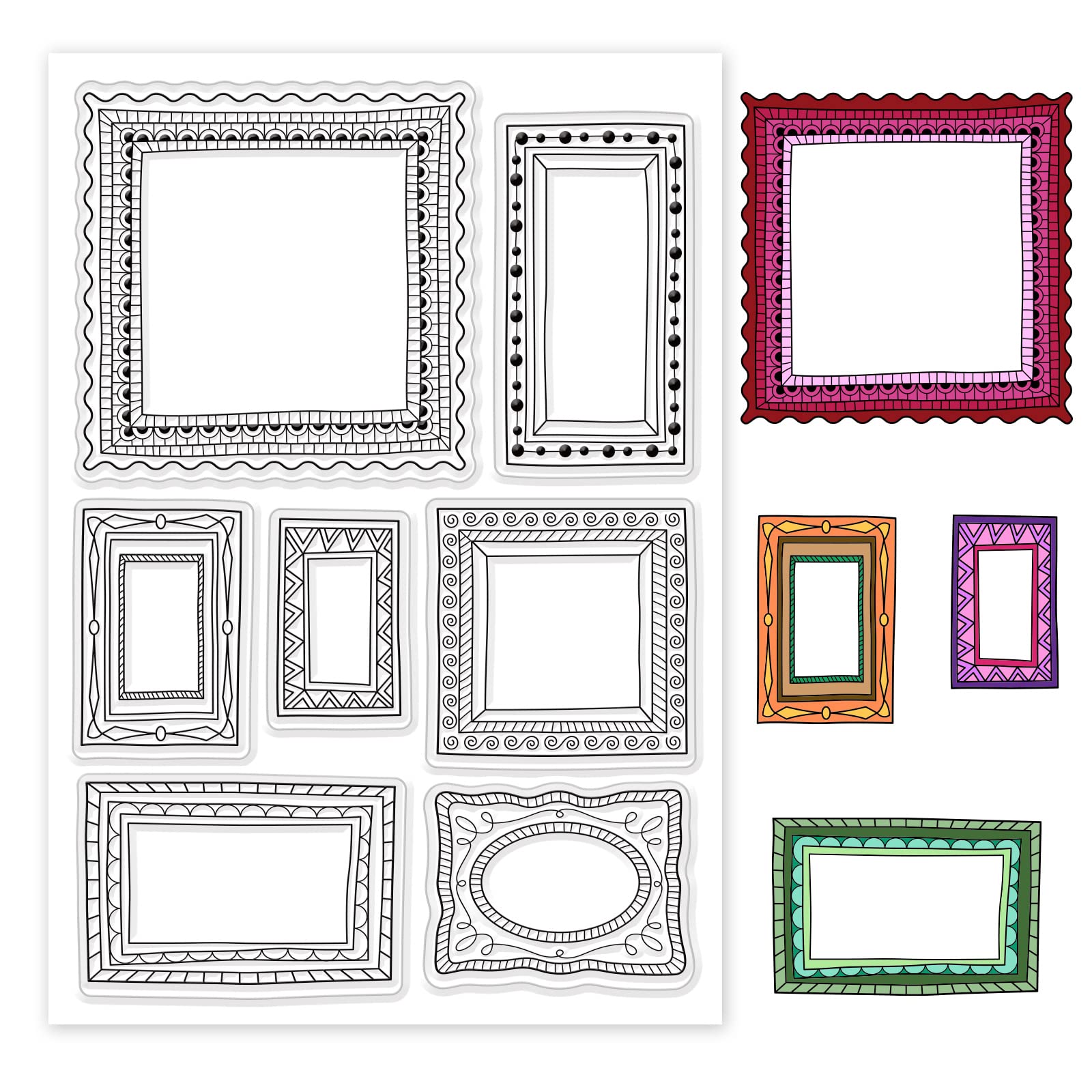 PH PandaHall Frame Journal Stamps, Crafts Frame Stamps Silicone Seal Stamps Clear Stamp Transparent Decor Paper for Card Making Photo Album Decoration and DIY Scrapbooking, 6.2x4.3inch/16x11cm
