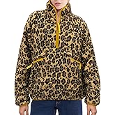 Ainangua Fuzzy Half Zip Fleece Jacket Women Long Sleeve Sherpa Pullover Sweatshirt Casual Warm Winter Chunky Teddy Outerwear