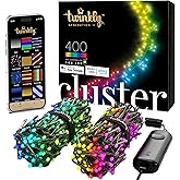 Twinkly Cluster 19.7ft. 400 RGB LEDs Green Wire - Indoor/Outdoor | App-Controlled 400RGB (16 Million Colors) LEDs Smart Home Decoration - Patio or Christmas Light
