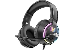 Monster Mission 320 Gaming Headset for PS5, PS4PC,Switch,Noise Cancelling Over Ear Headphones with Mic, LED Light